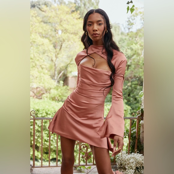 HOUSE OF CB Toira Satin Corset Minidress in Rose Size XS - Picture 9 of 15